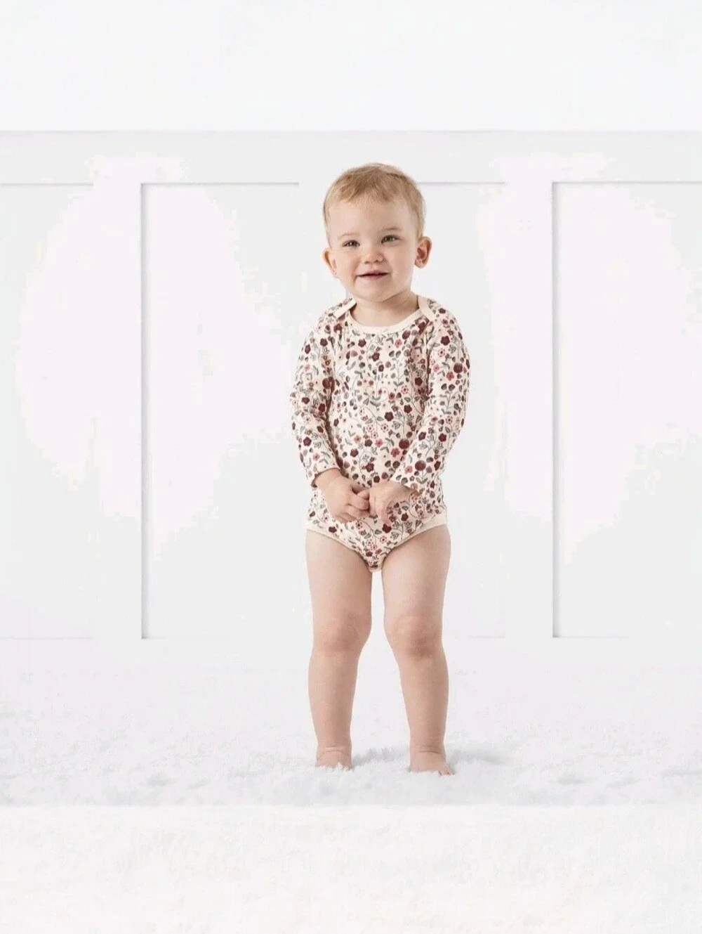 Members Mark Organic Cotton Bodysuits 4-Pack Floral Pink Baby Girls Size 12M NWT